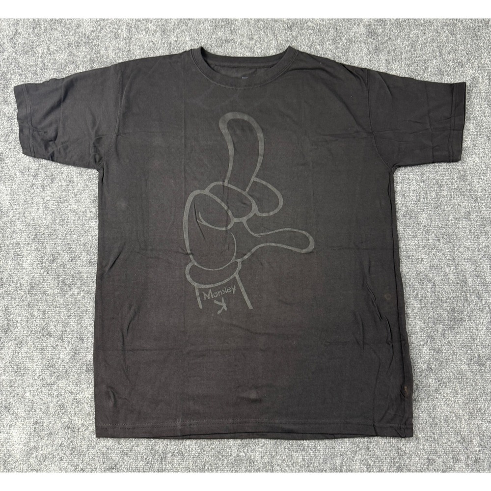 Vintage Jordan Craig Black Graphic T Shirt Mens XL Grey Finger Hand Print Cotton